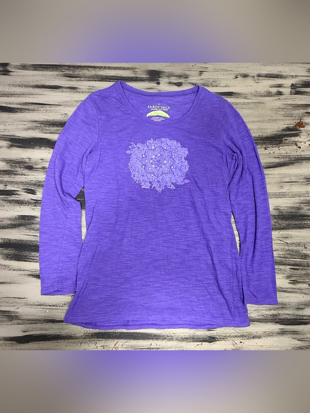Earth Yoga Purple Long Sleeve Tee with Center Mandala